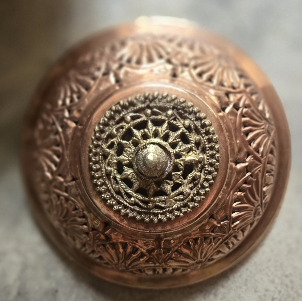 HOST PICK! 🎉Tibetan Ornate Copper Silver & Gold Lantern Candle & Incense Burner - Picture 6 of 15